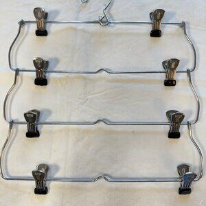 Vintage Metal Chrome 4 Tier Clip Hanger Skirt Shorts Pants Folding Space Saver